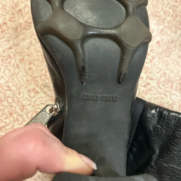 Vintage Miu Miu Black Heeled Leather Boots - Picture 8 of 10